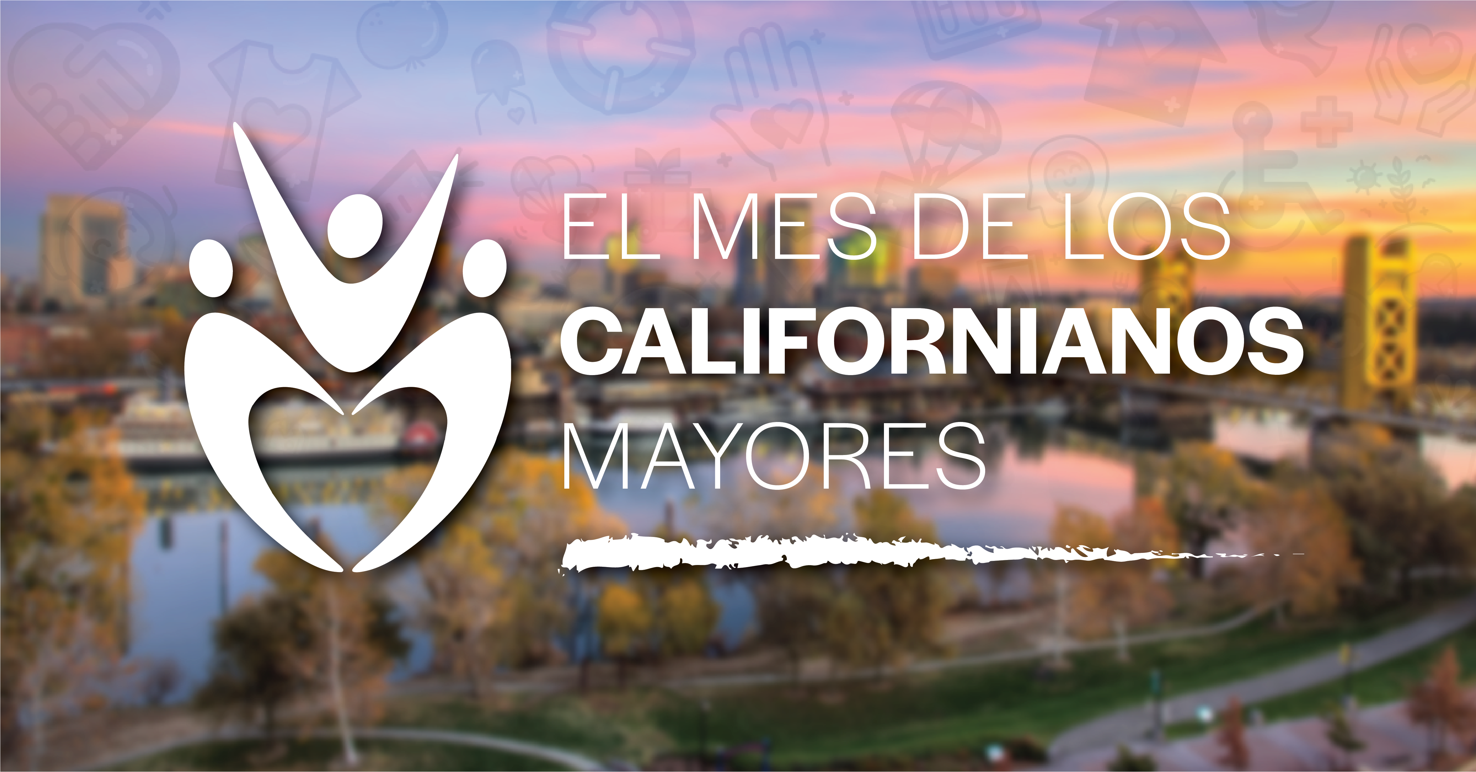 Logotipo del mes de californianos mayores. imagen de la ciudad